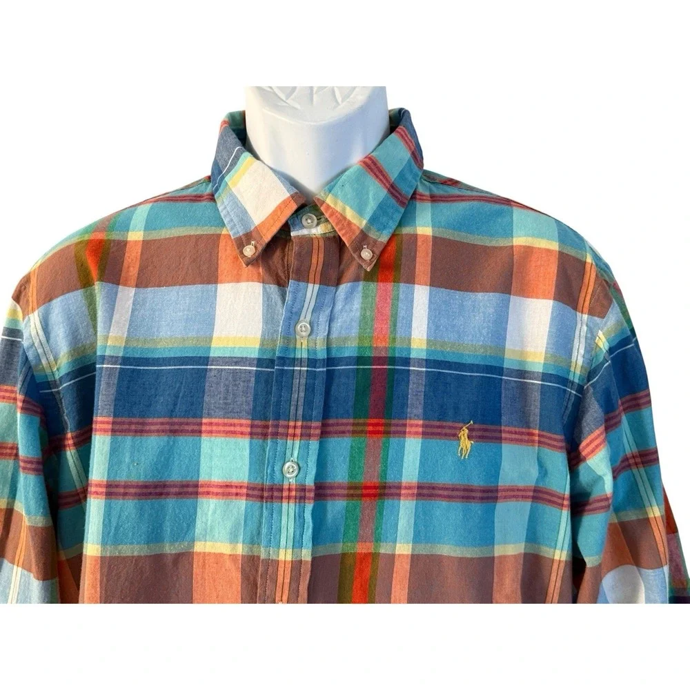 Polo Ralph Lauren‎ Indian Madras Long Sleeve Button Shirt Mens L Plaid Spring